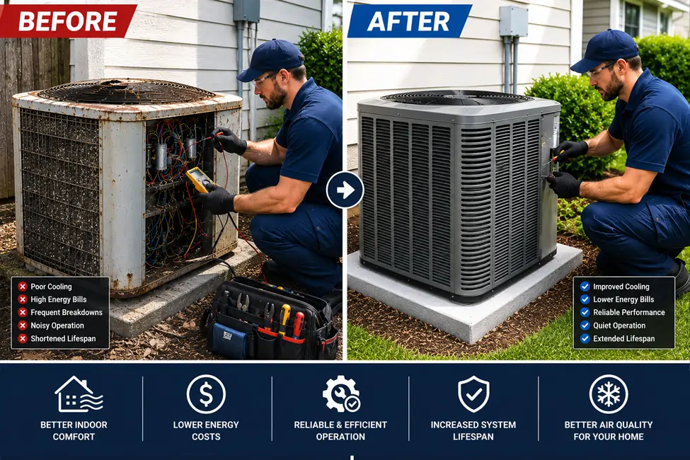 Before and after AC repair