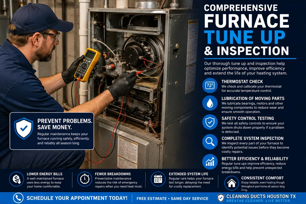 HVAC technician performing a comprehensive furnace tune-up