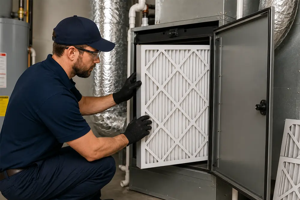  Professional HVAC technician installing 